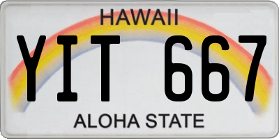 HI license plate YIT667