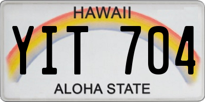 HI license plate YIT704