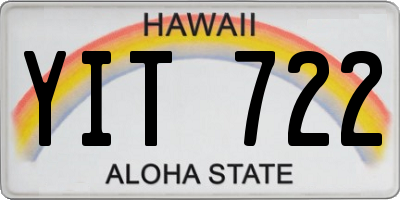 HI license plate YIT722