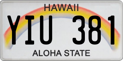 HI license plate YIU381