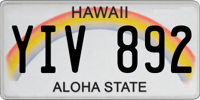 HI license plate YIV892