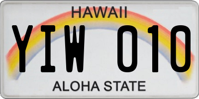 HI license plate YIW010
