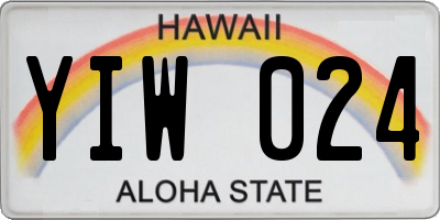 HI license plate YIW024