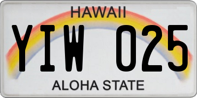 HI license plate YIW025