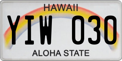 HI license plate YIW030