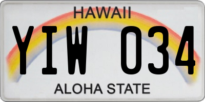HI license plate YIW034