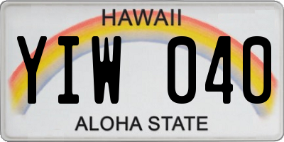 HI license plate YIW040