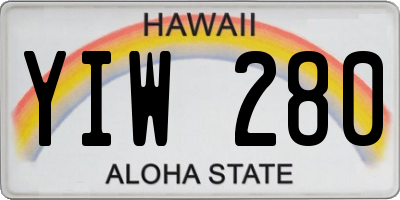 HI license plate YIW280