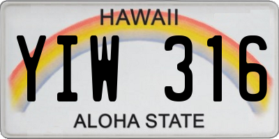 HI license plate YIW316