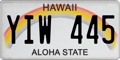 HI license plate YIW445