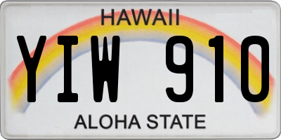 HI license plate YIW910