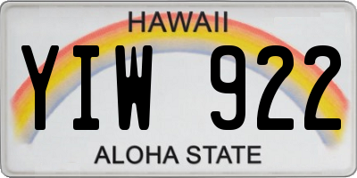 HI license plate YIW922