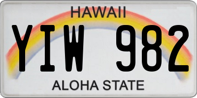 HI license plate YIW982