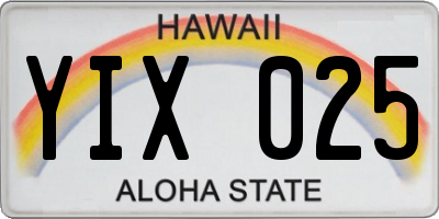 HI license plate YIX025