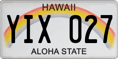 HI license plate YIX027