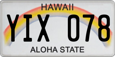 HI license plate YIX078