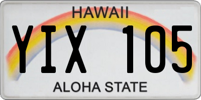 HI license plate YIX105