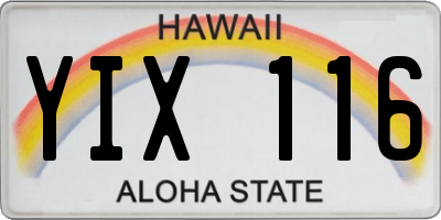 HI license plate YIX116