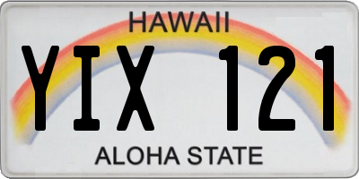 HI license plate YIX121