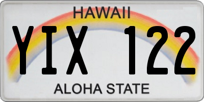HI license plate YIX122