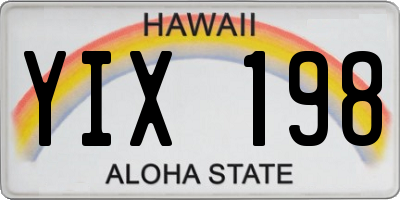 HI license plate YIX198