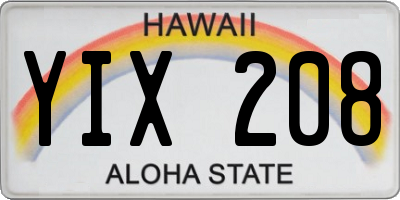 HI license plate YIX208