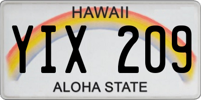 HI license plate YIX209