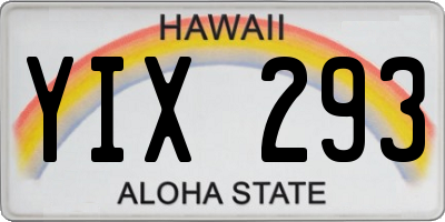 HI license plate YIX293