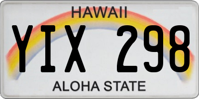 HI license plate YIX298