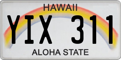 HI license plate YIX311