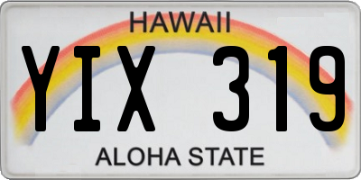 HI license plate YIX319