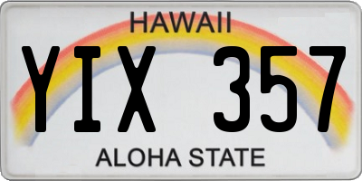 HI license plate YIX357