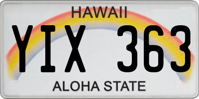HI license plate YIX363