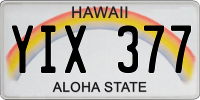 HI license plate YIX377