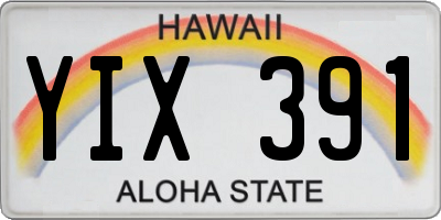 HI license plate YIX391