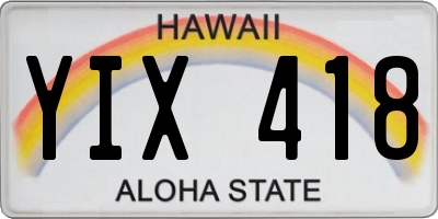 HI license plate YIX418