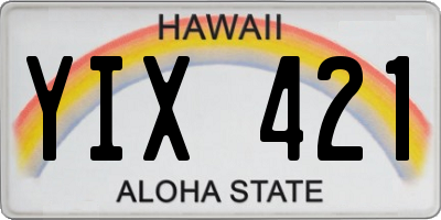 HI license plate YIX421
