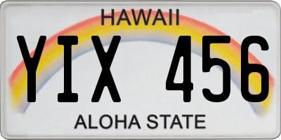 HI license plate YIX456