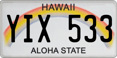 HI license plate YIX533