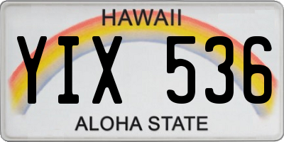 HI license plate YIX536