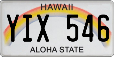 HI license plate YIX546