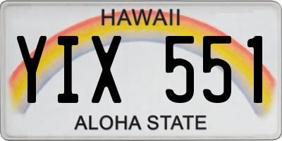 HI license plate YIX551