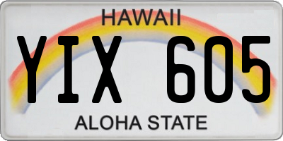 HI license plate YIX605