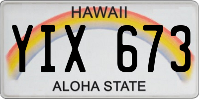 HI license plate YIX673