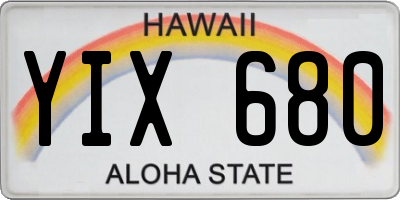 HI license plate YIX680