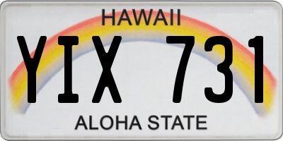 HI license plate YIX731