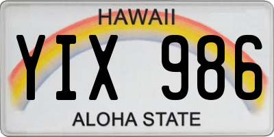 HI license plate YIX986