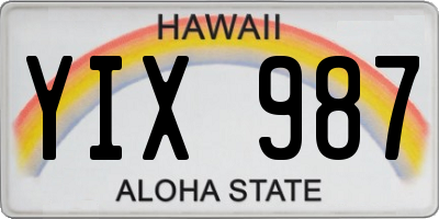 HI license plate YIX987
