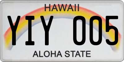 HI license plate YIY005