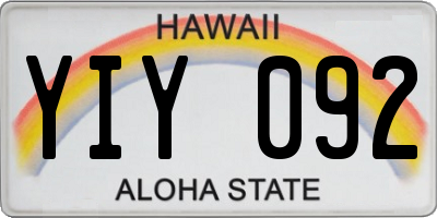 HI license plate YIY092